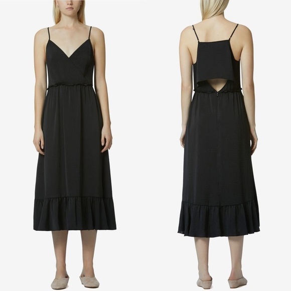 Avec Les Filles Wrap Surplice Midi Dress Ruffle - Picture 1 of 8